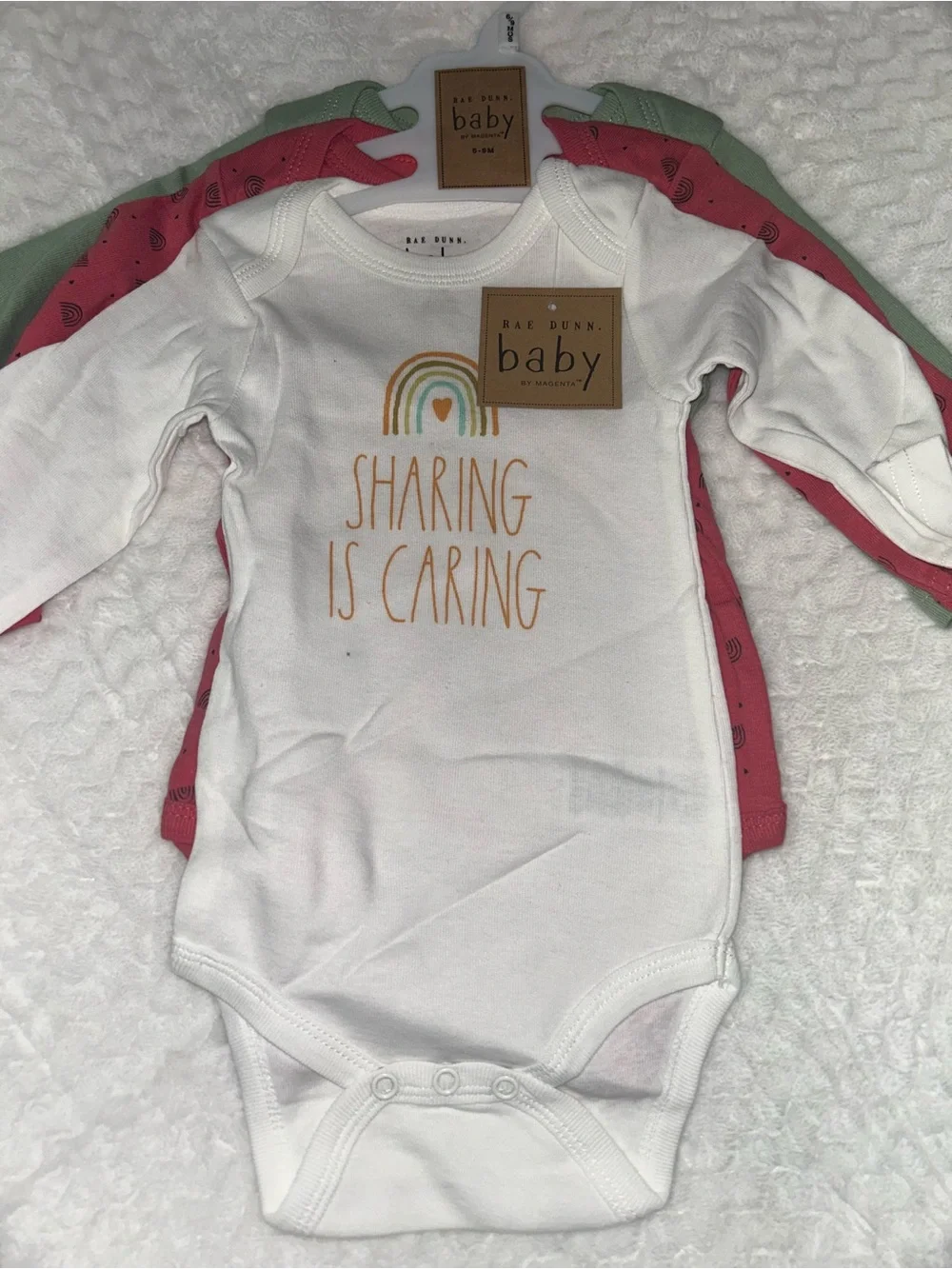 Rae Dunn Long Sleeve One-Piece Snap Bottom Bodysuits 3 Different Graphics NWT - Picture 1 of 8
